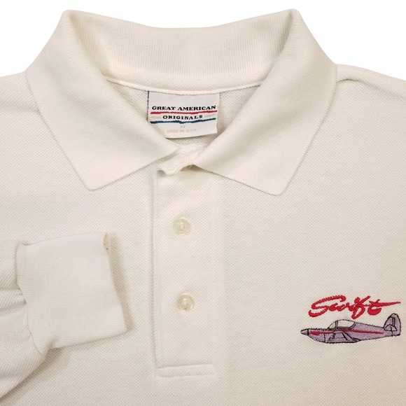 Great American Originals Other - Great American Originals Polo Shirt Mens Medium White Swift Airplane Vintage USA